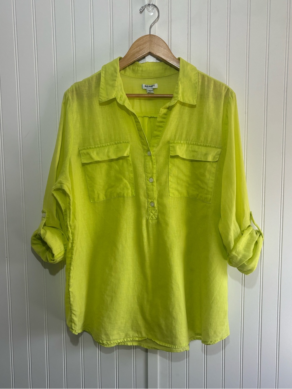 Old Navy Neon Lime Button-Up Tunic